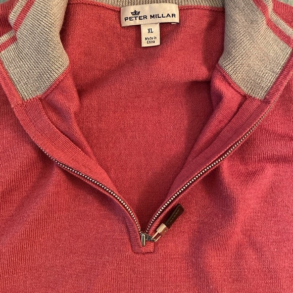Peter Millar Merino Wool Silk Blend 1/4 Zip Long Sleeve Knit Sweater Pink XL - Picture 1 of 10